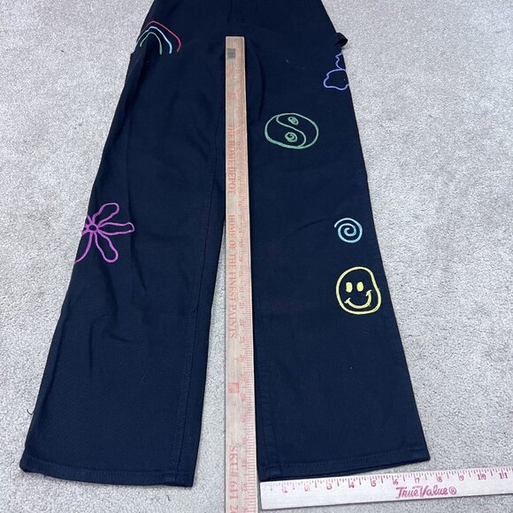 PacSun Jeans 90’s Boyfriend Carpenter Black Pockets Embroidered Size 24 - Picture 3 of 13